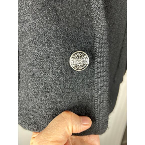 Deane And White 100% Wool  Dark black Button Up Jacket size L 2 small hole new - Picture 10 of 11